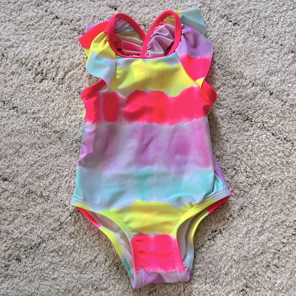 Cat & Jack Baby Girl Neon One-Piece Swimsuit Size 12-18M
